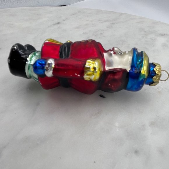 Blown Glass Nutcracker Ornament Christmas Soldier Red, Yellow, and Blue - Picture 4 of 8